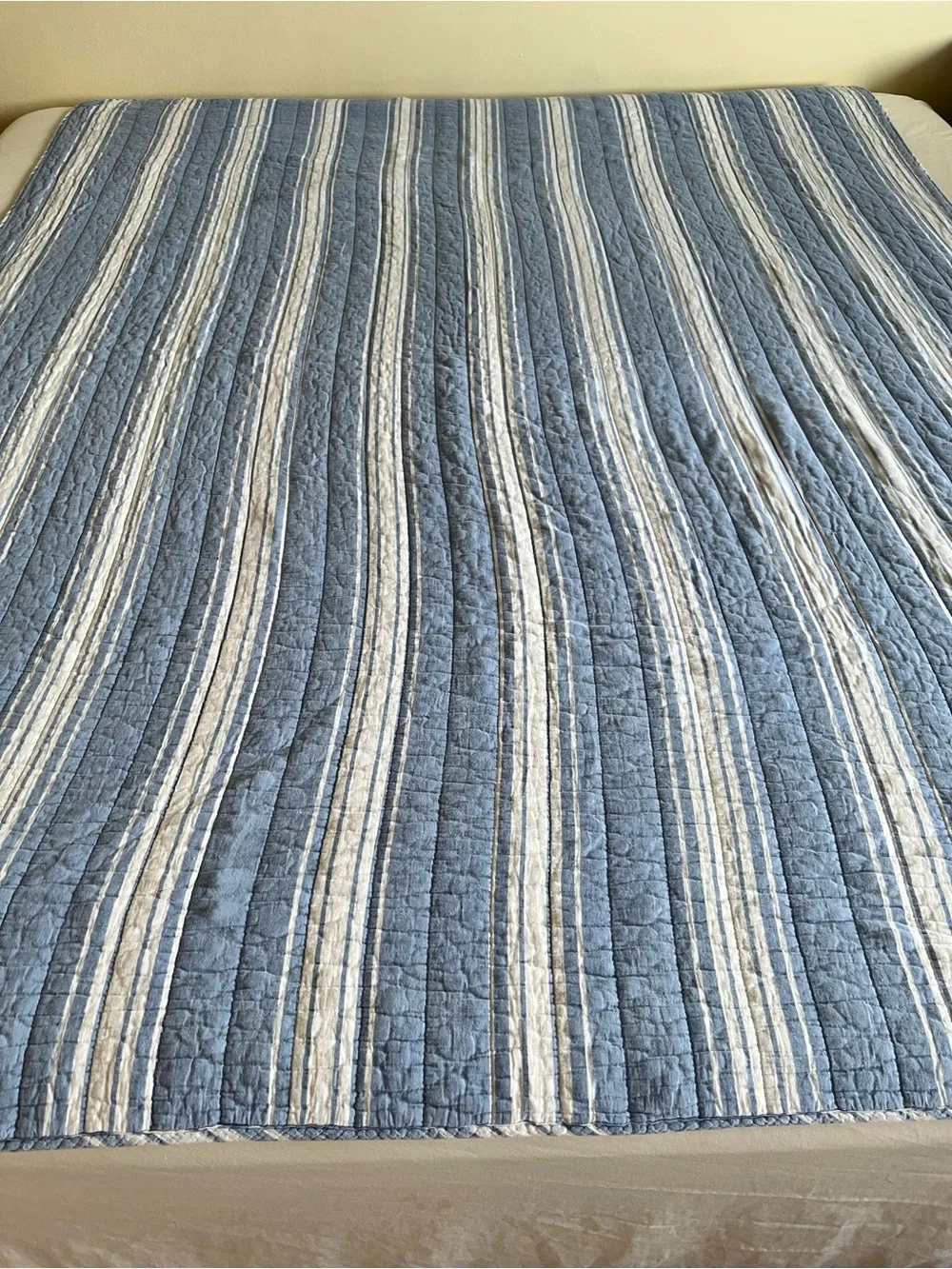 Crown & Ive Denim Blue and White Striped Comforter - Twin  74x80